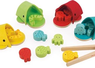 JanodColour Sorting Game Whale attività giocattolo a incastro in legno 2-5 y 17 pz