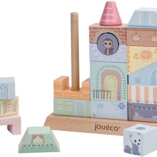 JouécoThe Wildies Family Stacking Houses attività giocattolo in legno 12 m+ 20 pz