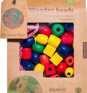 JouécoWooden Beads attività giocattolo in legno 36 m+ 85 pz