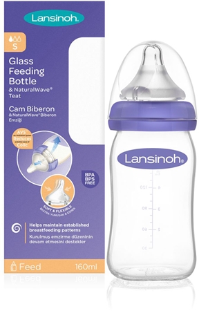 LansinohNaturalWave Glass biberon Slow 160 ml