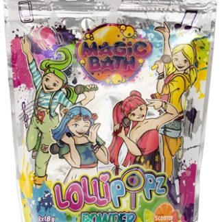 LollipopzMagic Bath Powder Foam Maker bombe da bagno effervescenti per bambini Lime, Orange, Strawberry 9x18 g