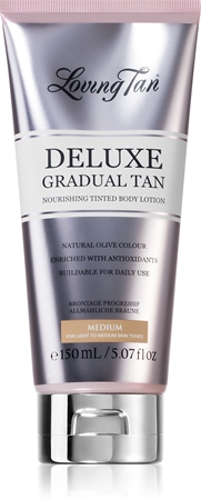 Loving TanDeluxe Gradual Tan latte nutriente corpo per esaltare l'abbronzatura colore Medium 150 ml