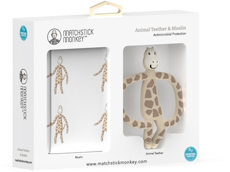 Matchstick MonkeyAnimal Teether & Muslin Giraffe confezione regalo per bambini 1 pz