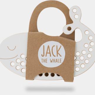 MilinBig Wooden Lacing Toy Whale Jack attività giocattolo 9 cm x 19,5 cm x 0,7 cm 1 pz