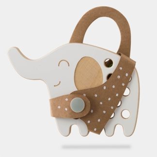 MilinSmall Wooden Lacing Toy Elephant attività giocattolo 8,5 cm x 12,5 cm x 0,7 cm 1 pz