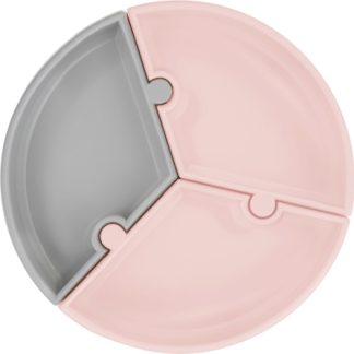 MinikoioiPuzzle Pinky Pink/ Powder Grey piatto diviso con ventosa 1 pz