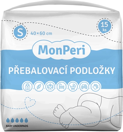 MonPeriBaby Underpads Size S teli monouso per il cambio del pannolino 40x60 cm 15 pz