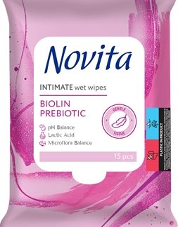 NOVITAIntimate Biolin Prebiotic salviette umidificate per l'igiene intima 15 pz