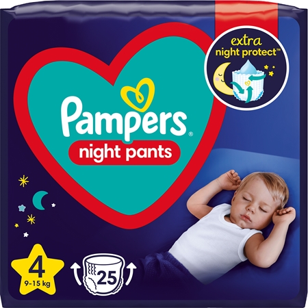 PampersNight Pants Size 4 pannolini a mutandina usa e getta per la notte 9-15 kg 25 pz