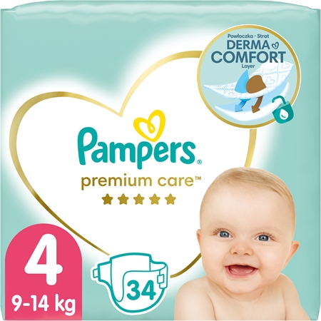 PampersPremium Care Size 4 pannolino monouso 9-14 kg 34 pz