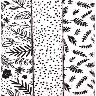 T-TOMITETRA Black Flowers pannolini in tessuto 70x70 cm 3 pz
