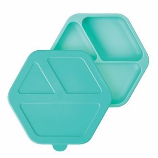 Tiny TwinkleSilicone Plate piatto diviso con coperchio Mint 1 pz