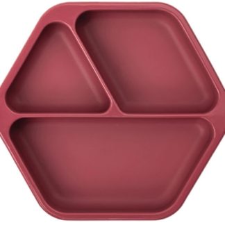 Tiny TwinkleSilicone Plate piatto diviso Burgundy 6m+ 1 pz
