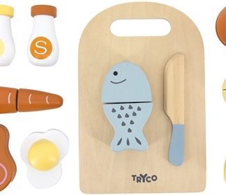 TrycoWooden Chopping Board With Food giocattolo in legno 18m+ 1 pz