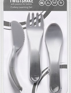 TwistshakeLearn Cutlery posate per bambini 6+m Pastel Grey 3 pz