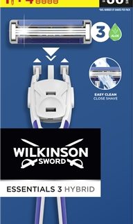 Wilkinson SwordEssentials 3 Hybrid rasoio + testina di ricambio 1 pz