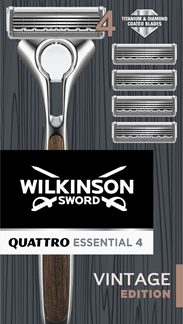 Wilkinson SwordQuattro Essentials 4 Vintage rasoio + lamette di ricambio 1 pz