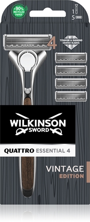 Wilkinson SwordQuattro Essentials 4 Vintage rasoio + lamette di ricambio 1 pz