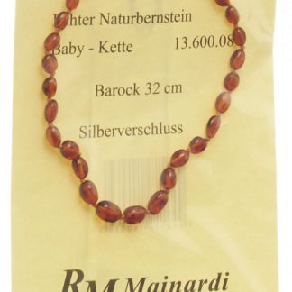 MAINARDI Natur Bernstein 32cm Barock Silberverschl