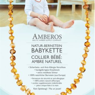 AMBEROS Natur Bernsteinkette Baby Baroque Honey
