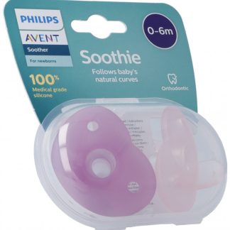 Avent Philips Curved Soothie Pink 0-6m inklusiv Stericase 2 Stk
