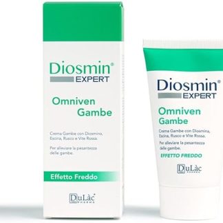 Dulàc Omniven Cold Effect Legs Cream for Circulation, Broken Capillaries and Varicose Veins, 150 ml, with Diosmin, Menthol and Flavonoids, for Swollen, Heavy and Tired Legs, Made in Italy