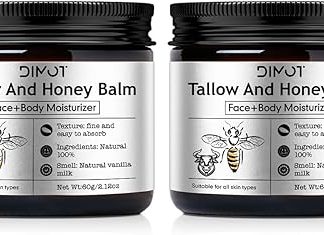 Beef Tallow Cream with Honey and Beeswax - Natural Face Cream 100% Natural Ingredients Beef Cream, Deep Moisture, Repairs Dry and Damaged Skin, 2 Pack, 60g