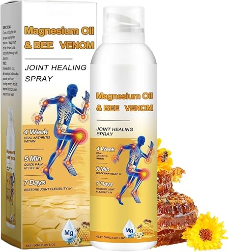 Spray per articolazioni, 100 ml, naturale con olio di magnesio e , assorbimento rapido per ginocchia, collo, schiena, gambe, caviglie, facile da trasportare per l'uso quotidiano e