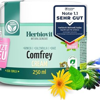 Natural Comfrey Ointment 250ml High Dose Arnica Calendula Sage & Rosemary Supports Back Pain, Knee Pain, Joint Pain, Comfrey & Pain Cream -