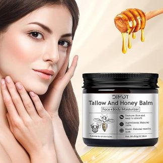Beef Tallow Cream with Honey and Beeswax - Natural Face Cream 100% Natural Ingredients Beef Cream, Deep Moisture, Repairs Dry and Damaged Skin, 60g
