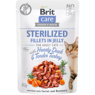 BRIT CARE SASZETKA 85 G KOT FILECIKI W GALARECIE STERILISED KACZKA/INDYK