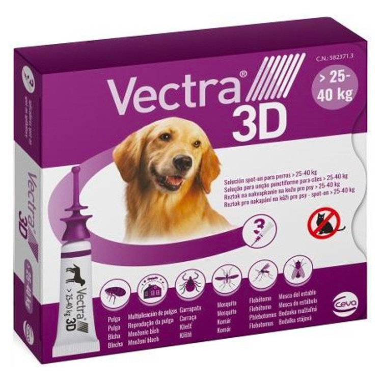 Ceva VECTRA 3D DLA PSÓW O WADZE 25-40 KG /3 PIPETY/