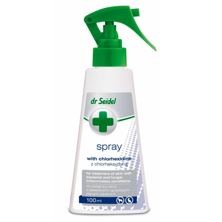 DermaPharm dr Seidel SPRAY Z CHLORHEKSYDYNĄ 100 ML do pielęgnacji skóry w czasie terapii stanów zapalnych