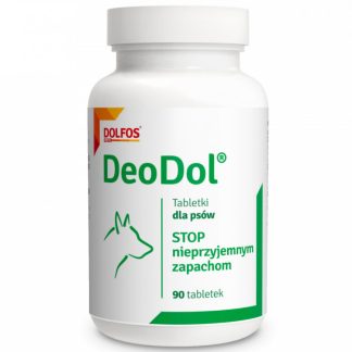 Dolfos DEODOL 90 TABLETEK neutralizuje nieprzyjemne zapachy: z pyska, ciała, cieczki