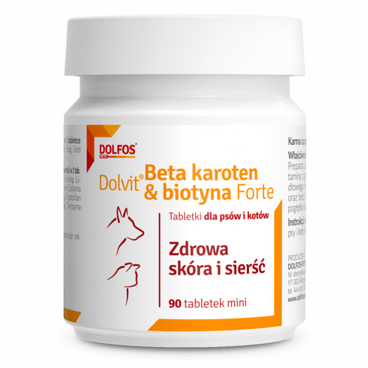 Dolfos DOLVIT BETA KAROTEN & BIOTYNA FORTE 90 TABLETEK MINI zdrowa skóra i sierść
