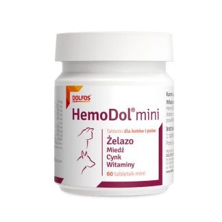 Dolfos DOLVIT HEMODOL 60 TABLETEK MINI w stanach niedoboru żelaza dla kotów i małych psów