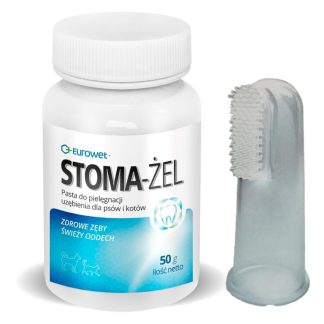 Eurowet STOMA-ŻEL 50 G PASTA + SZCZOTECZKA do pielęgnacji zębów dla psów i kotów