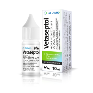 Eurowet VETASEPTOL 10 ML krople oczyszczające do oczu i nosa dla psów i kotów