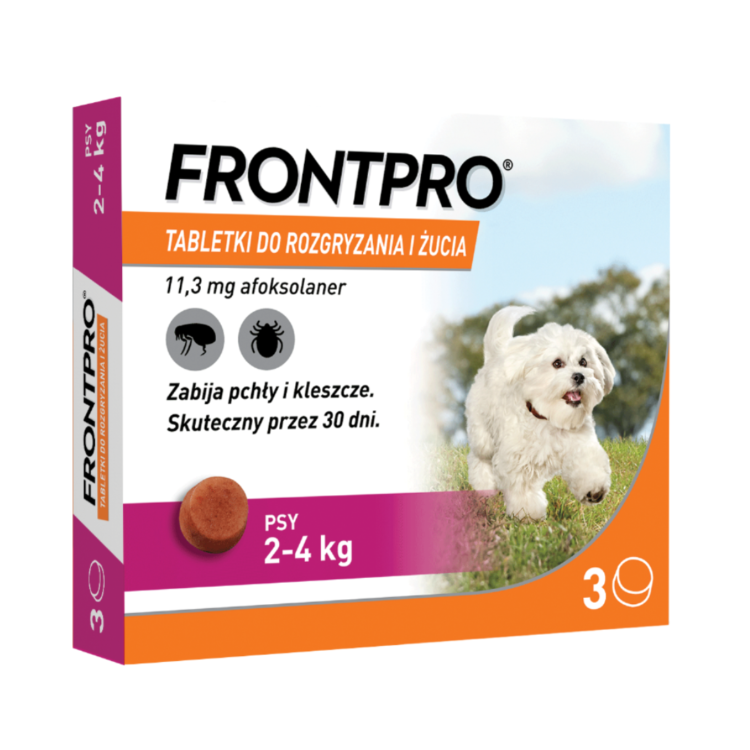 Boehringer FRONTPRO DLA PSA 2-4 KG 3 SZT. tabletki na pchły i kleszcze