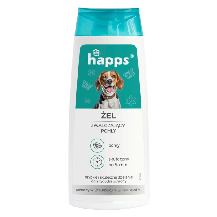 Bros ŻEL ZWALCZAJĄCY PCHŁY 150 ML (PERMETRYNA 0,2%) w otoczeniu psa: legowiska, kanapa, dywaniki itd.