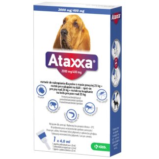 KRKA ATAXXA 2000 MG/400 MG SPOT-ON 4 ML krople przeciw pchłom i kleszczom dla psa o wadze powyżej 25 kg (1 pipeta)