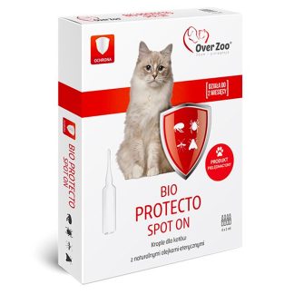 Over Zoo BIO PROTECTO SPOT ON DLA KOTÓW 4 x 1 ML Krople odstraszające owady