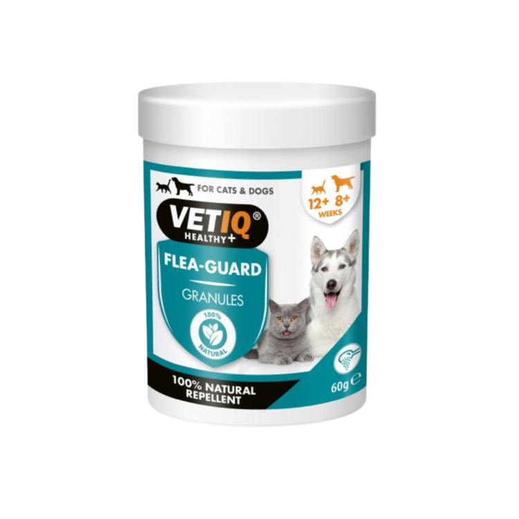 VetIQ Flea Guard 60 G NIE UDOSTĘPNIAĆ PRODUKT Z CZOSNKIEM, SZKODLIWY DLA ZWIERZAT