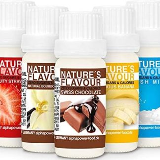 ALPHAPOWER FOOD aromi naturali per alimenti, Super Offerta 5x10ml aroma alimentare, gocce aromatizzanti senza calorie - liquido Flavdrops - Flavour Drops