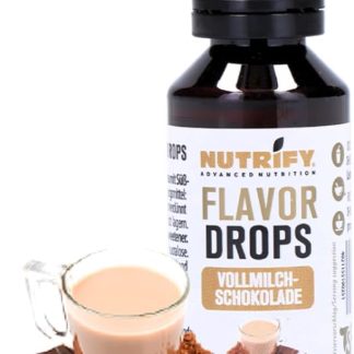 NUTRIFY Flavor Drops latte al cioccolato 30 ml, gocce aromatiche senza calorie, più sapore in alimenti e bevande, senza zucchero, senza grassi, vegano, senza coloranti artificiali, cioccolato al latte