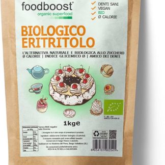 foodboost Eritritolo Biologico 1Kg foodboost, sostituto dello zucchero, 0kcal - 100% Puro, stesso potere dolcificante dello zucchero da cucina, adatto per diabetici e diete ipocaloriche o bilanciate