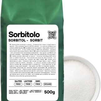 SaporePuro - Sorbitolo in Polvere 500gr - Dolcificante - Ideale per Gelati e Sorbetti - Sostituto dello zucchero - Senza Glutine - Per Cioccolato, prodotti da forno e biscotti - Basso indice glicemico