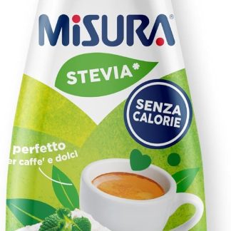 Misura® Stevia Dolcificante Liquido Zero Calorie, Perfetto Caffe’ e Dolci, Senza Glutine, Senza Aspartame, Vegano, Confezione Apri e Chiudi, 205ml