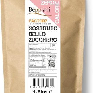Sostituto dello zucchero professionale per dolci 1,5 Kg Beppiani - 0kcal - stesso potere dolcificante e consistenza dello zucchero da cucina, adatto per diabete e diete ipocaloriche - contro la carie