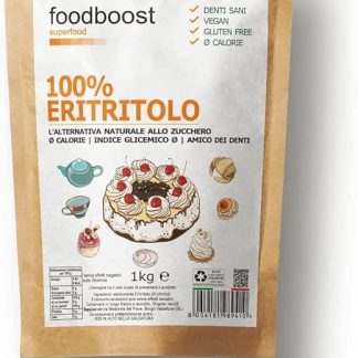Beppiani Eritritolo 1Kg foodboost, sostituto dello zucchero, 0kcal - 100% Puro, stesso potere dolcificante dello zucchero da cucina, adatto per diabetici e diete ipocaloriche o bilanciate